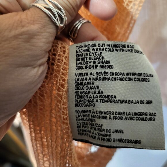 SIMPLY NOELLE PEACH & LACE MESH TANK SZ L/XL - Picture 4 of 4